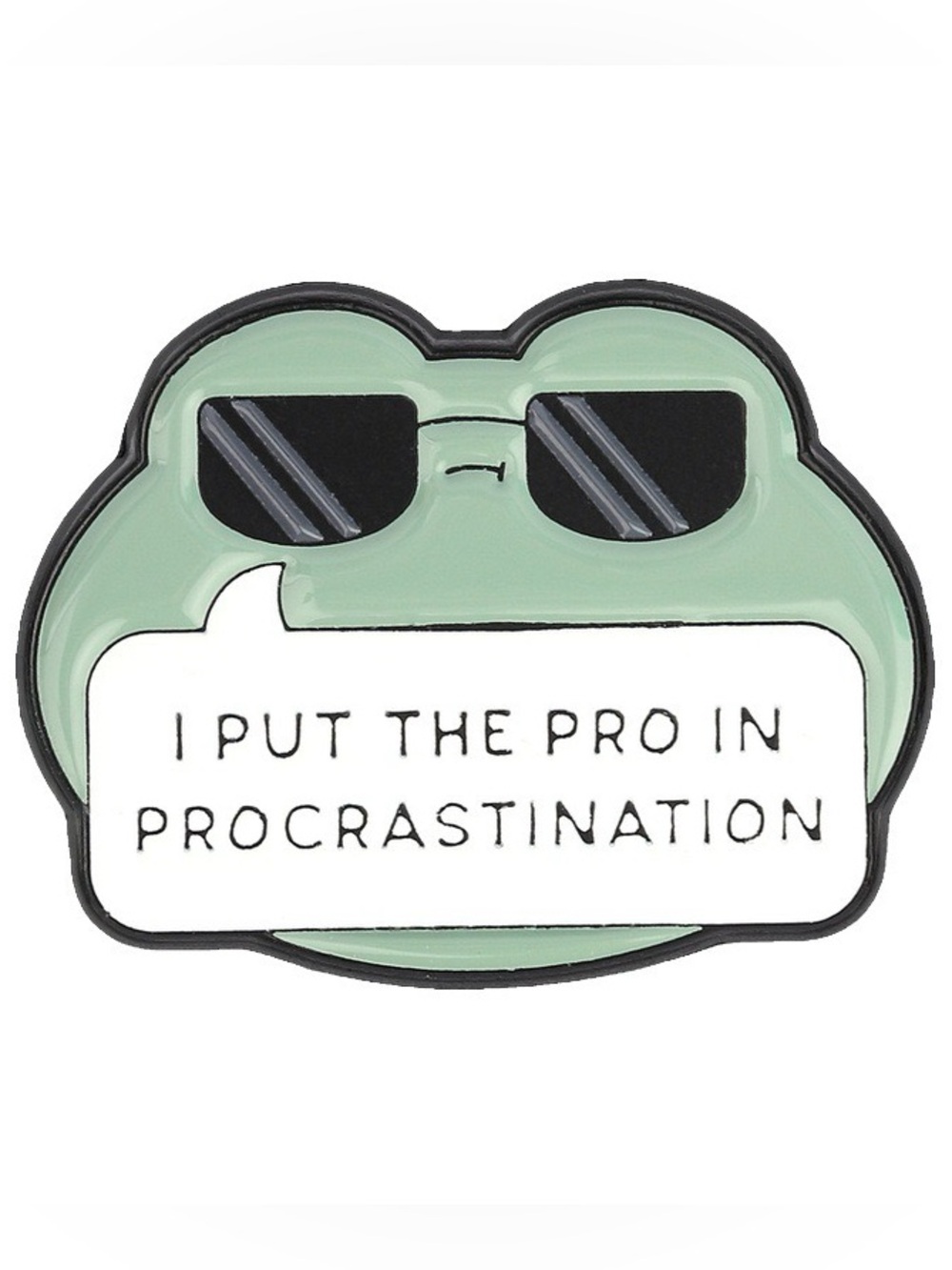 Funny Pro in Procrastination Frog Enamel Pin – Sunglasses Humor Lapel Pin